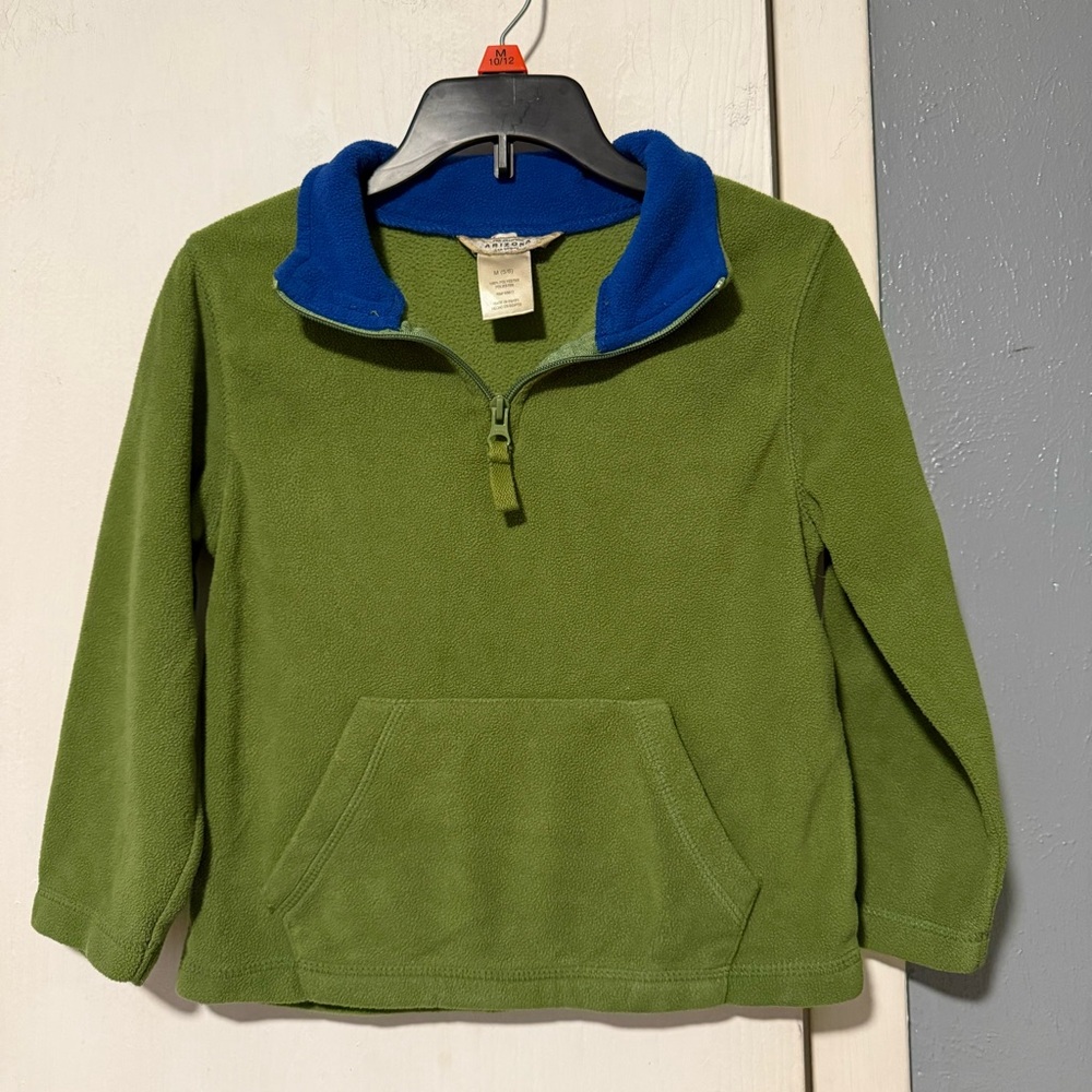 Boys Olive Green Sweater with Royal Blue Collar